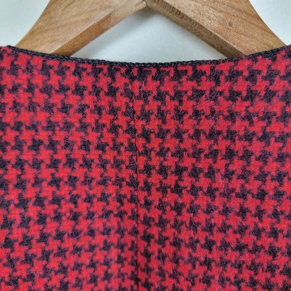 Vintage Charlotte Ford Womens Houndstooth Wool Open Blazer size 10 Red Black - Picture 9 of 12